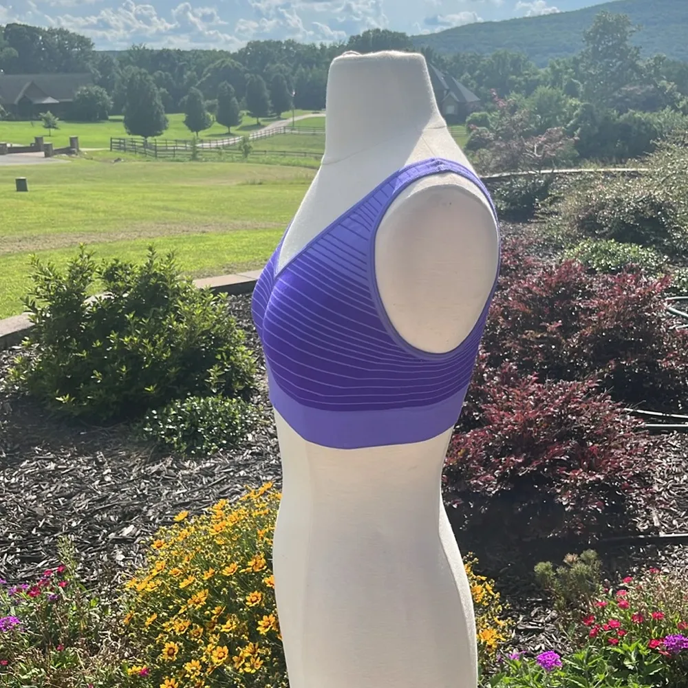 Comfy Purple Striped Sports Bra - Image 3