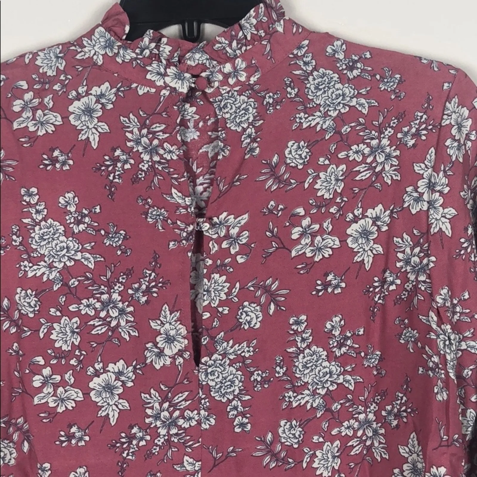 Code Mode Top Pink Ruffle Mock Neck Floral - Image 7