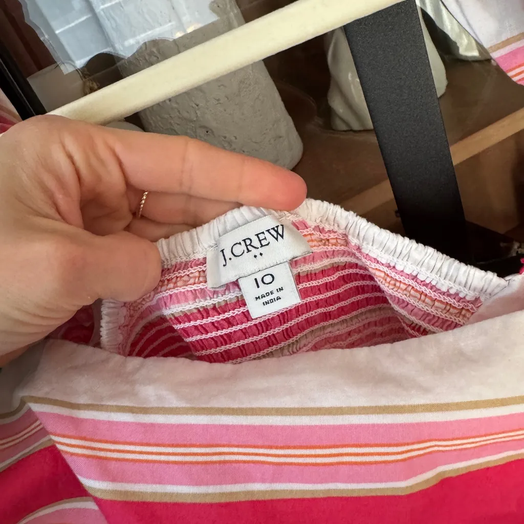 J. Crew maxi dress stripes pockets ruffles tiered flowy summer midi red jcrew - Image 3