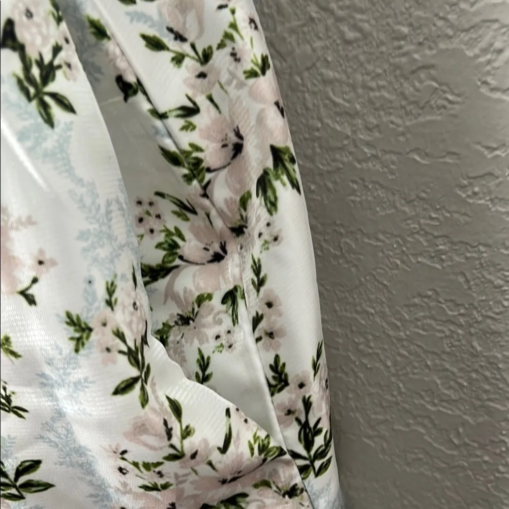 DANIELLE BERNSTEIN Size 8 Zippered Floral Spaghetti Strap Micro Dress pockets - Image 4