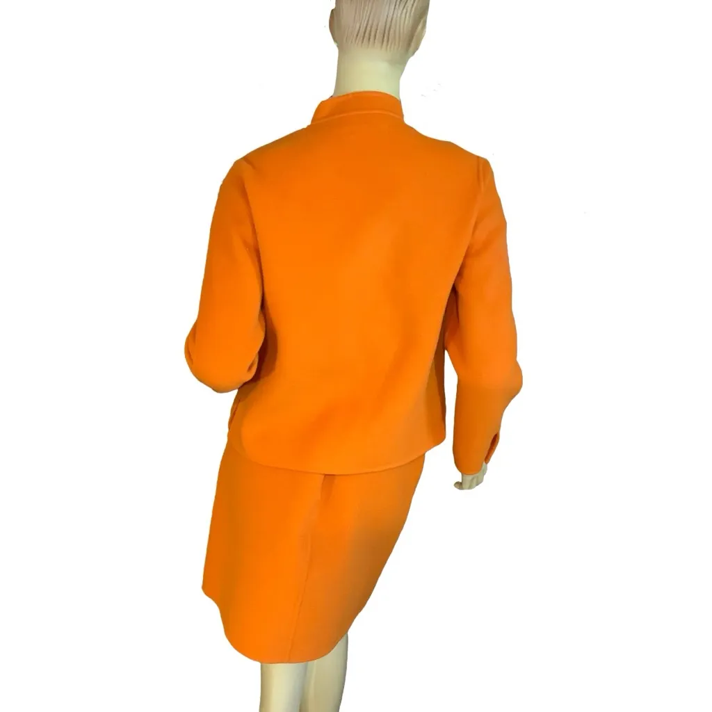 CAROLE LITTLE VINTAGE Y2K ORANGE WOOL BLEND SKIRT SUIT (XS/4) - Image 4