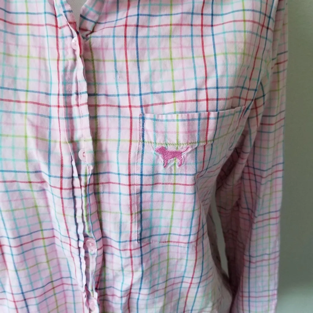 Victorias Secret Pink Womens Plaid Button - Image 3