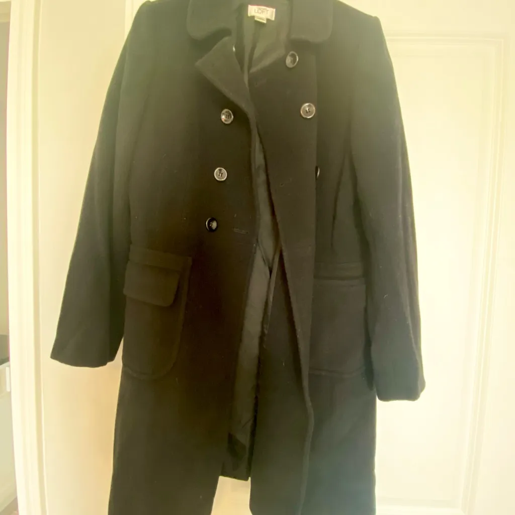 Classic LOFT Black Wool Blend Coat | Double Breasted | Size 8 - Image 5