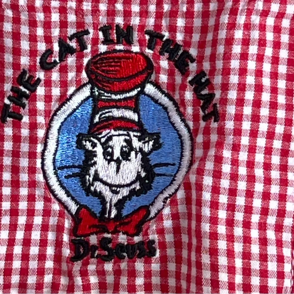 Dr. Seuss “The Cat In The Hat” Woman Size 18W/20W Red & White Check Butt… - Image 7