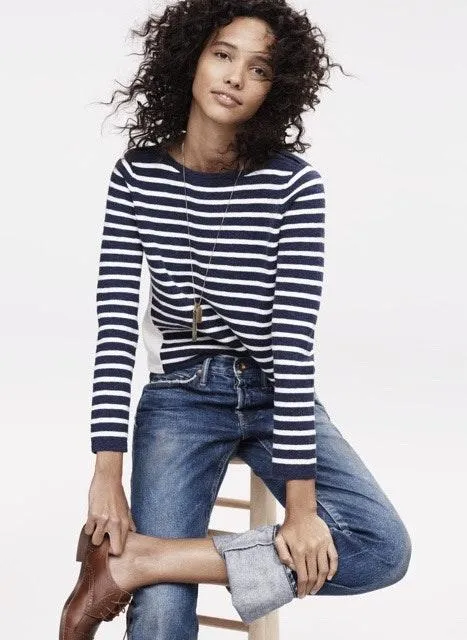Shoulder Zip Striped Sweater - Image 3