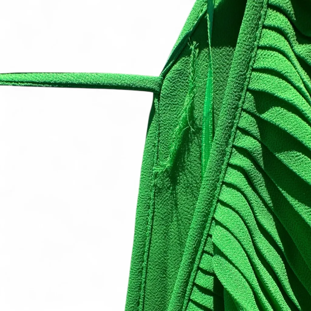 Zara Green Pleated Maxi Dress Size Medium - Image 7