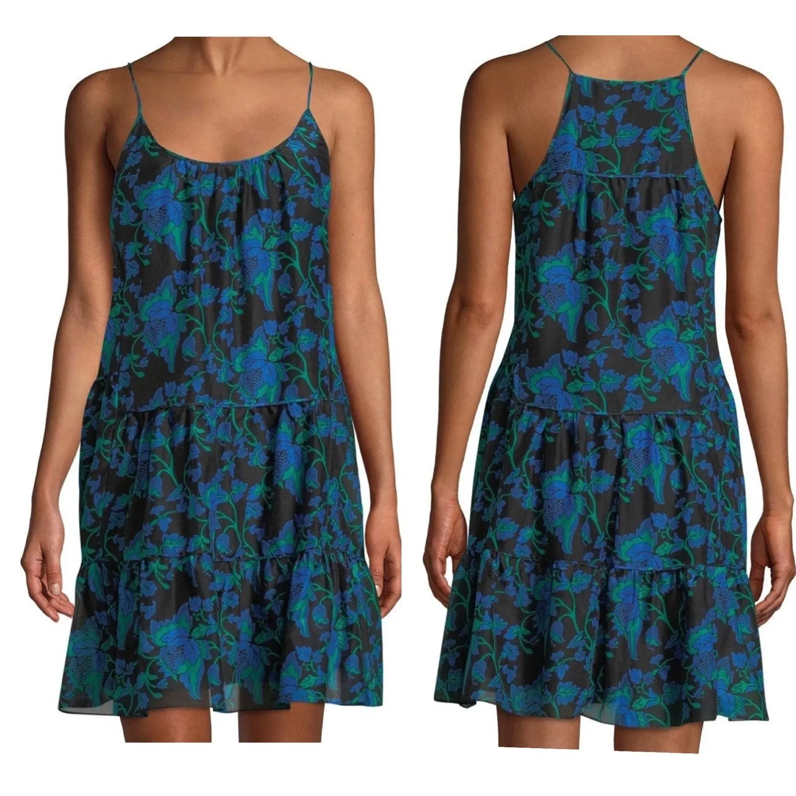 Diane Von Furstenberg Baylee Silk Mini Dress Floral A-Line Tiered Size Medium - Image 2