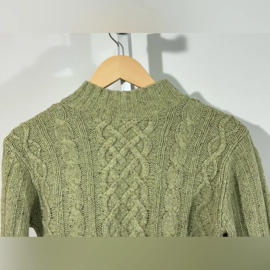 Vintage St. John’s Bay Cable Knit Mock Neck Sweater | Sage Green | Size Small - Image 2
