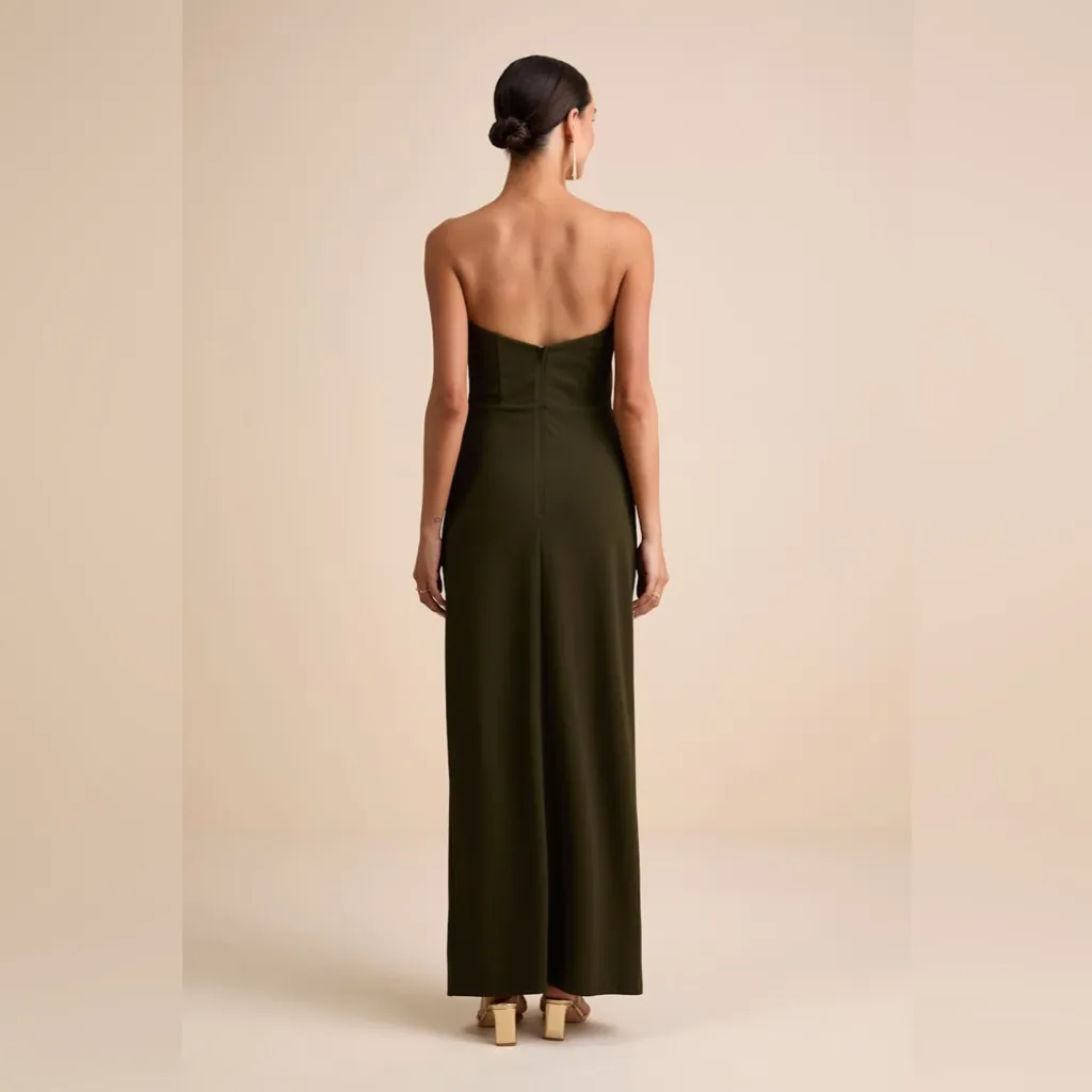 LULU’S Thula Dark Olive Cutout U-Bar Column Maxi Dress - Image 6