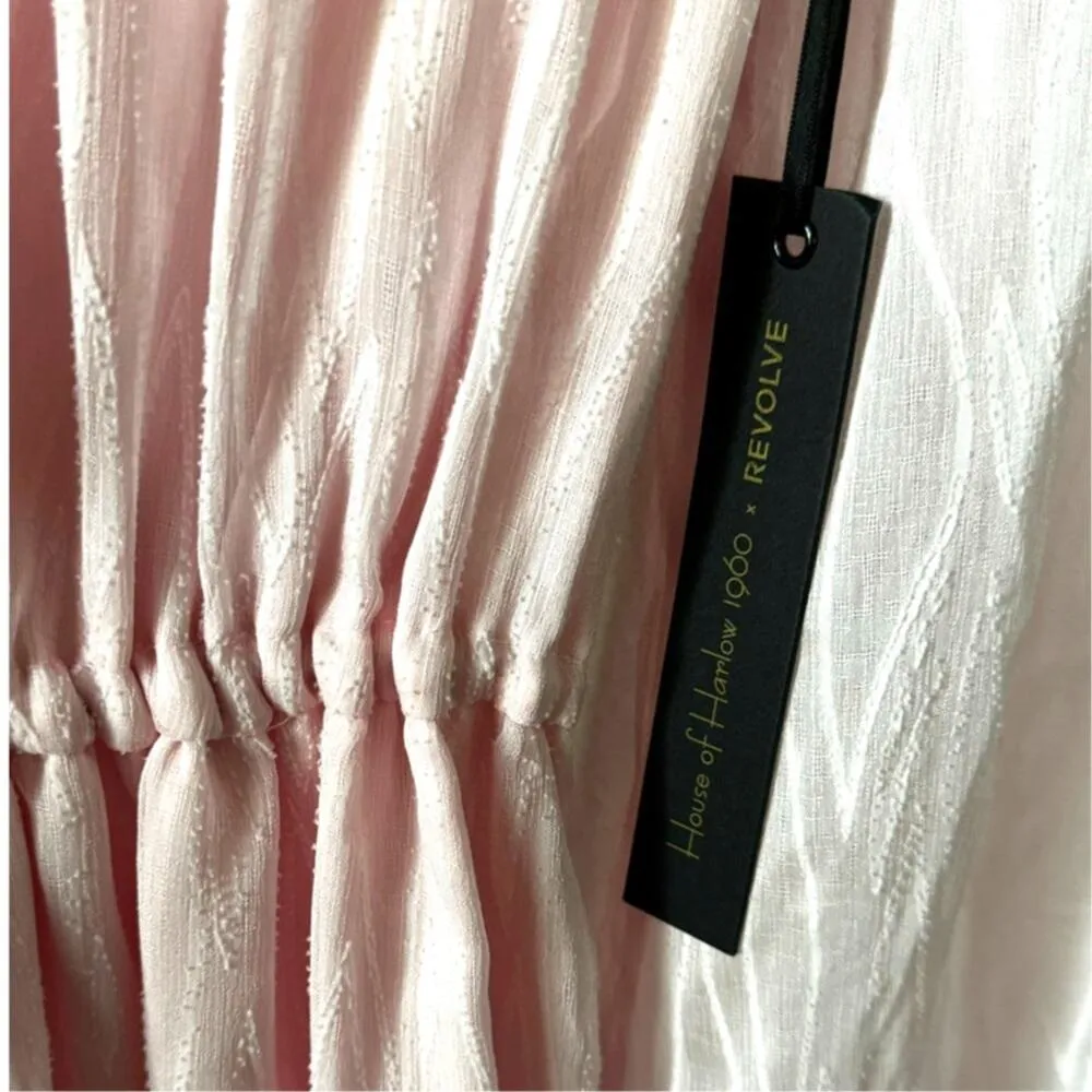 NEW House of Harlow 1960 Hannah Maxi Dress Womens X Small Pink Chiffon Prairie - Image 7