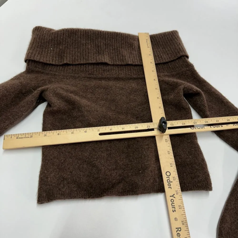 Babaton Sweater Womens X Small Brown Bustle Off Shoulder Knit Wool Blend Aritzia - Image 7