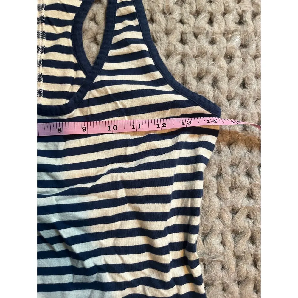 Pact racer back striped blue tank size small - Image 3
