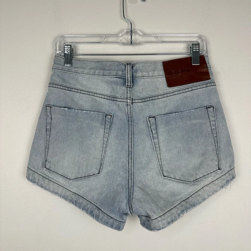 One Teaspoon Romeos Button Fly Distressed Denim Shorts Size 25 - Image 6