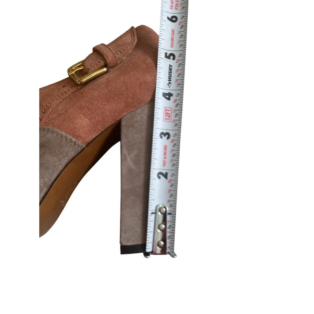 MARNI Suede Buckle Colorblock Boots Heels Size 38 / US 8 Brown - Image 11