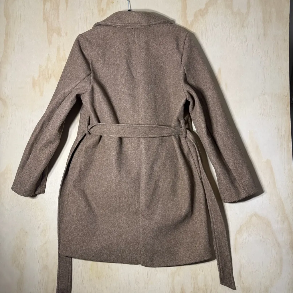 Love Tree Women’s Belted Long Coat Size Large Brown Polyester Style Peacoat - Image 8