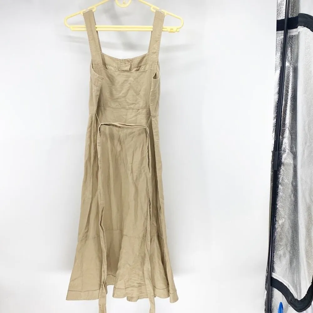 Banana Republic linen midi khaki summer garden dress vacation preppy minimalist - Image 5