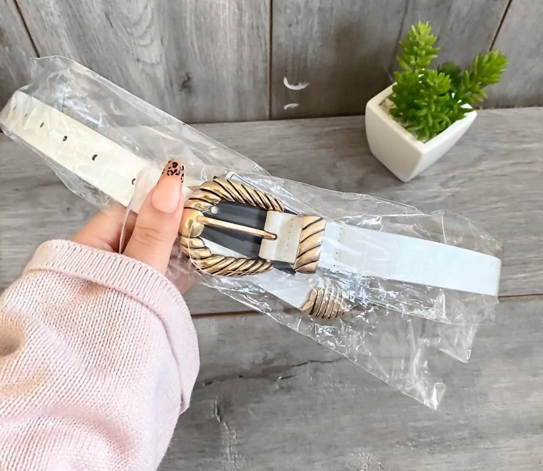 SheIn White Buckle Belt - Image 2