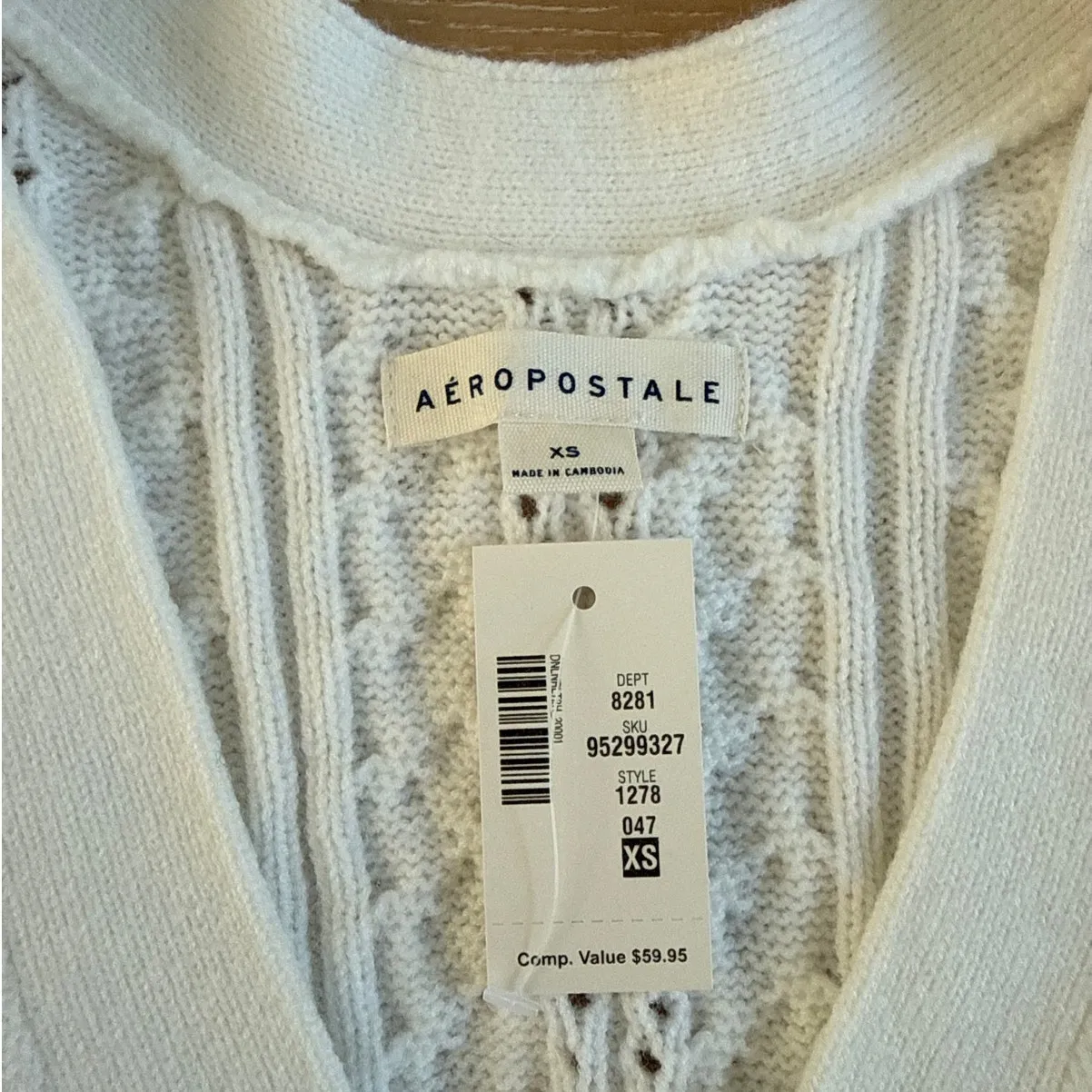 Aeropostale Multi Way Sweater Cable Knit Size XS Off White - Image 2