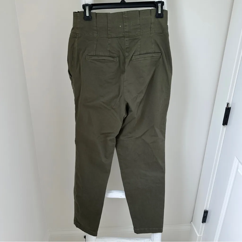A.L.C. Krew High-Waisted Tie-Waist Pants Army Green Size 6 - Image 3