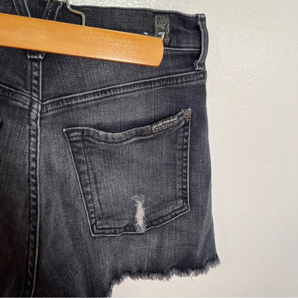 7 for all Mankind Monroe Cut Off Short Eclipse Black 25 - Image 9