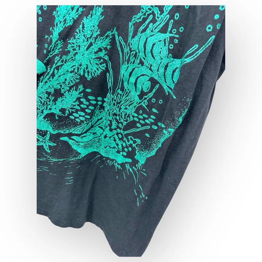 Diamond Dust Black Short Sleeve Aqua Jellyfish Ocean Print Vintage T - Image 8