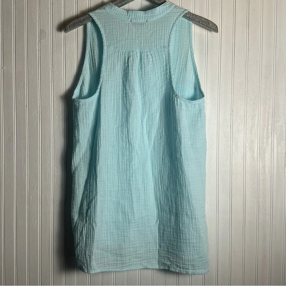 Stark X Linen Gauze Tunic Tank Top Light Blue Size M - Image 5