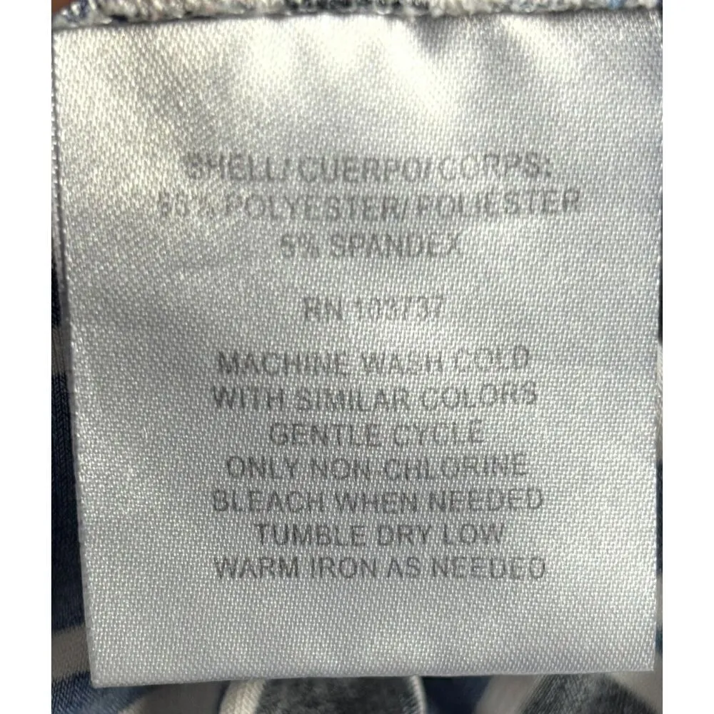 Donna Morgan Midi Dress Size 14 Tie Belt Artsy Geometric Blue Corpcore Office - Image 6