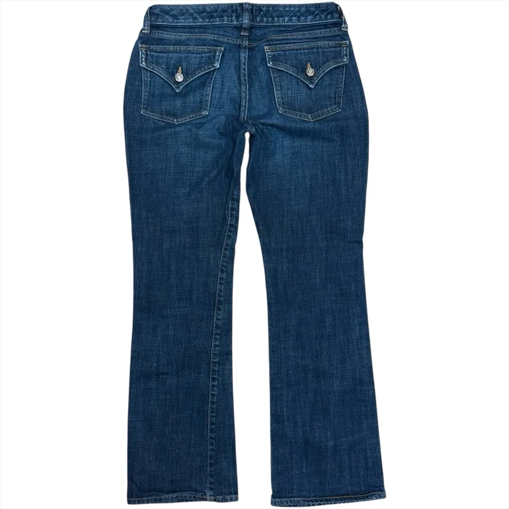 Gap Curvy Flare Jeans Womens 4 / 27 Low Rise Dark Wash Button Flap Pockets 28x29 - Image 2