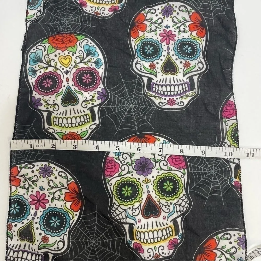 Sugar Skull Scarf Lightweight Day of The Dead black white red pink purple blue - Image 5