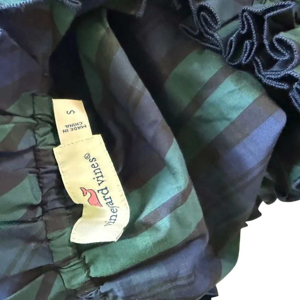 Vineyard Vines Womens Plaid Off-The-Shoulder Top S Cotton/Nylon Blend - Image 3