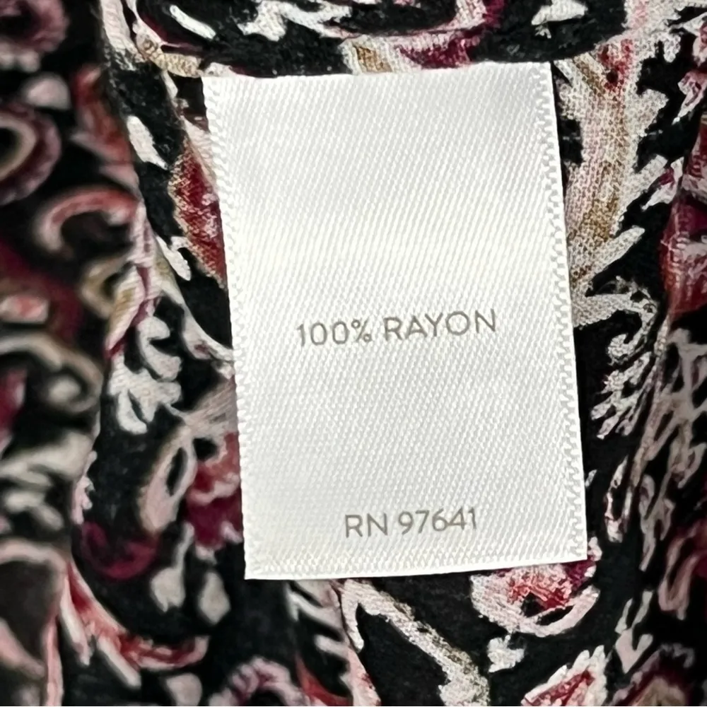 J. JILL Paisley Print Sheer Long Sleeves Ruffle Collar Blouse, Size Large - Image 4