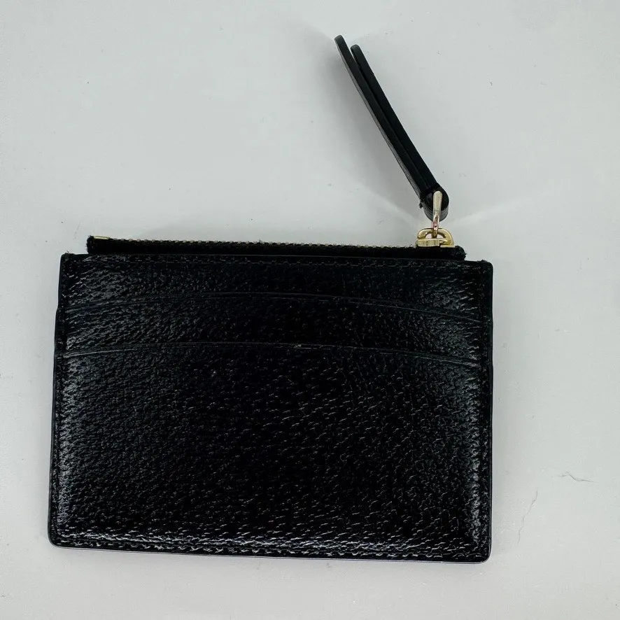 Kate Spade New York Black Leather Card Case Coin Pouch Zip Wallet - Image 2