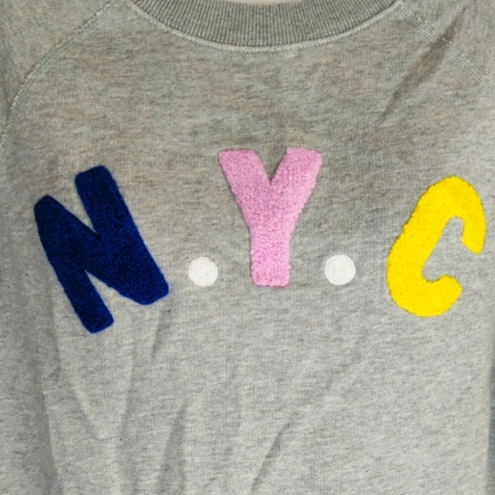 J. Crew Women's NYC New‎ York City Embroidered Sweatshirt Gray Crewneck Size S - Image 3