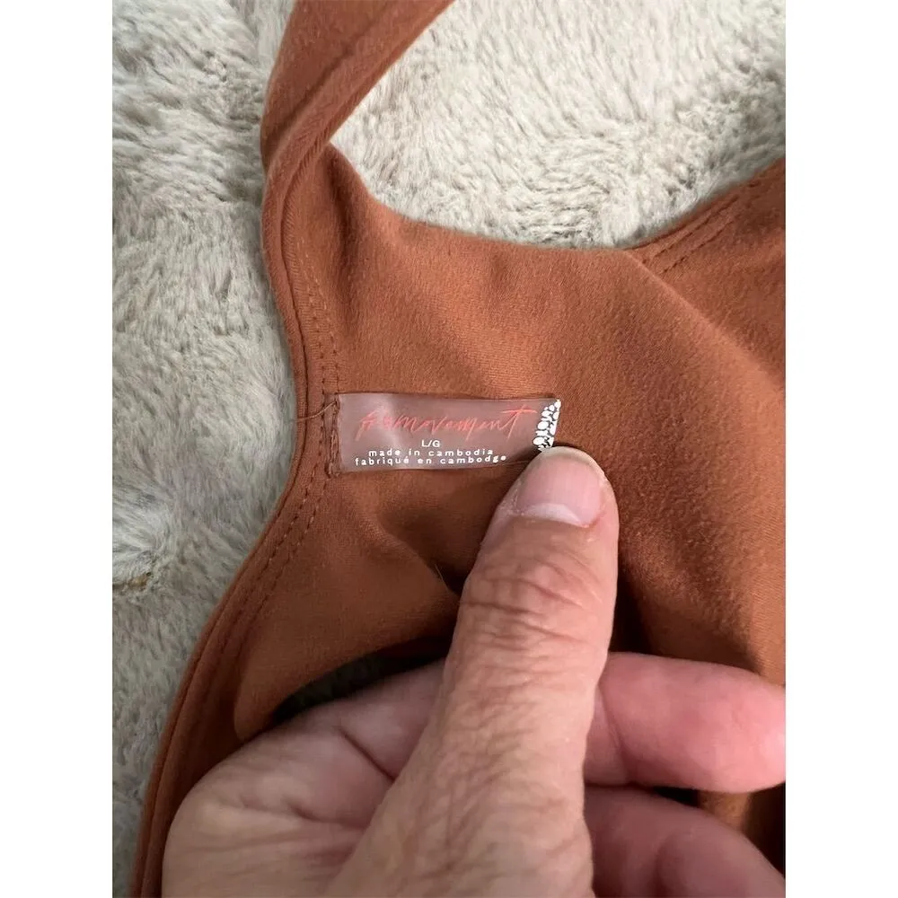 FP Movement Women's Square Neck Sports Bra Cocoa Brown Size L Size L - Image 4