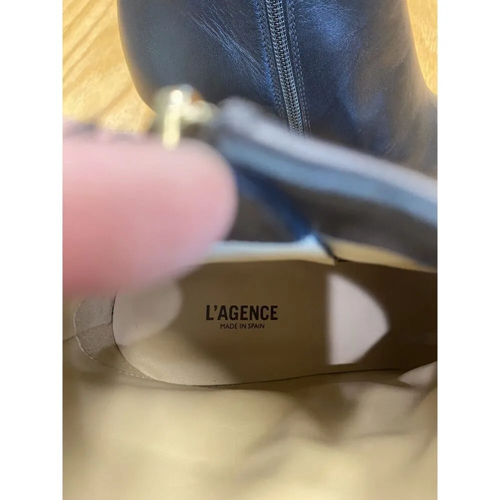 L'agence Women's 6.5 Black Leather Zipper Pointed Toe Stiletto Ankle Boots S65 - Image 5