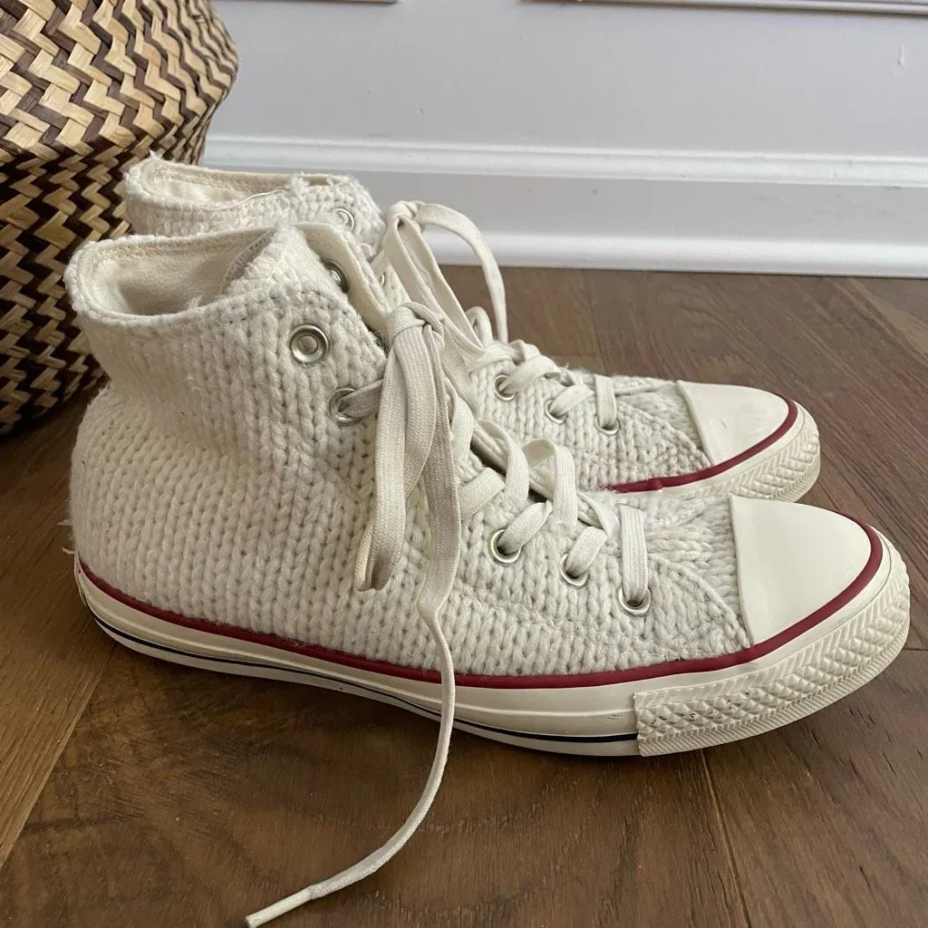 Converse Chuck Taylor All Star Winter Sweater Knit Hi Top Sneaker Ivory 8 - Image 2