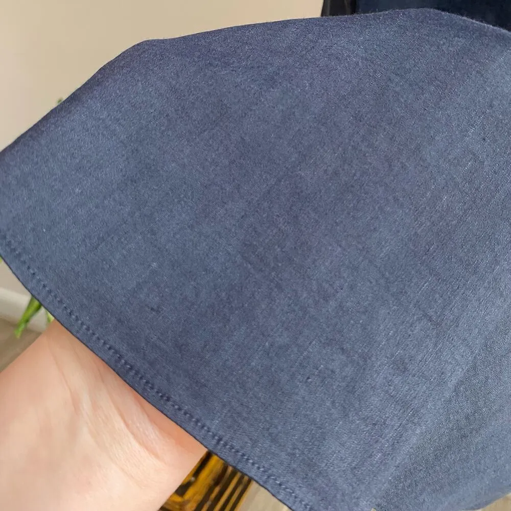 Theory Dark Blue Relaxed Tiered Tee Dress in Stretch Linen Size P (XS) - Image 3