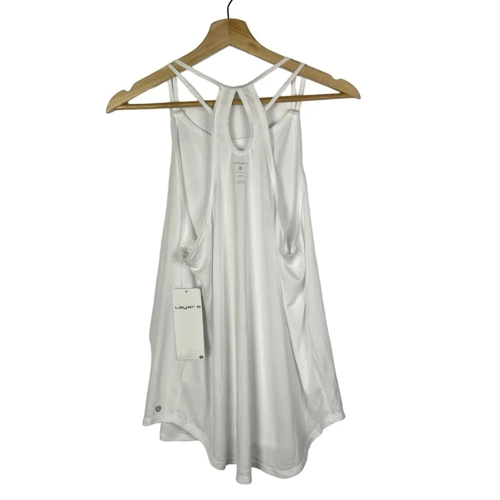 Layer 8 White Double Strap Tear Drop Athletic Tank Top L - Image 2