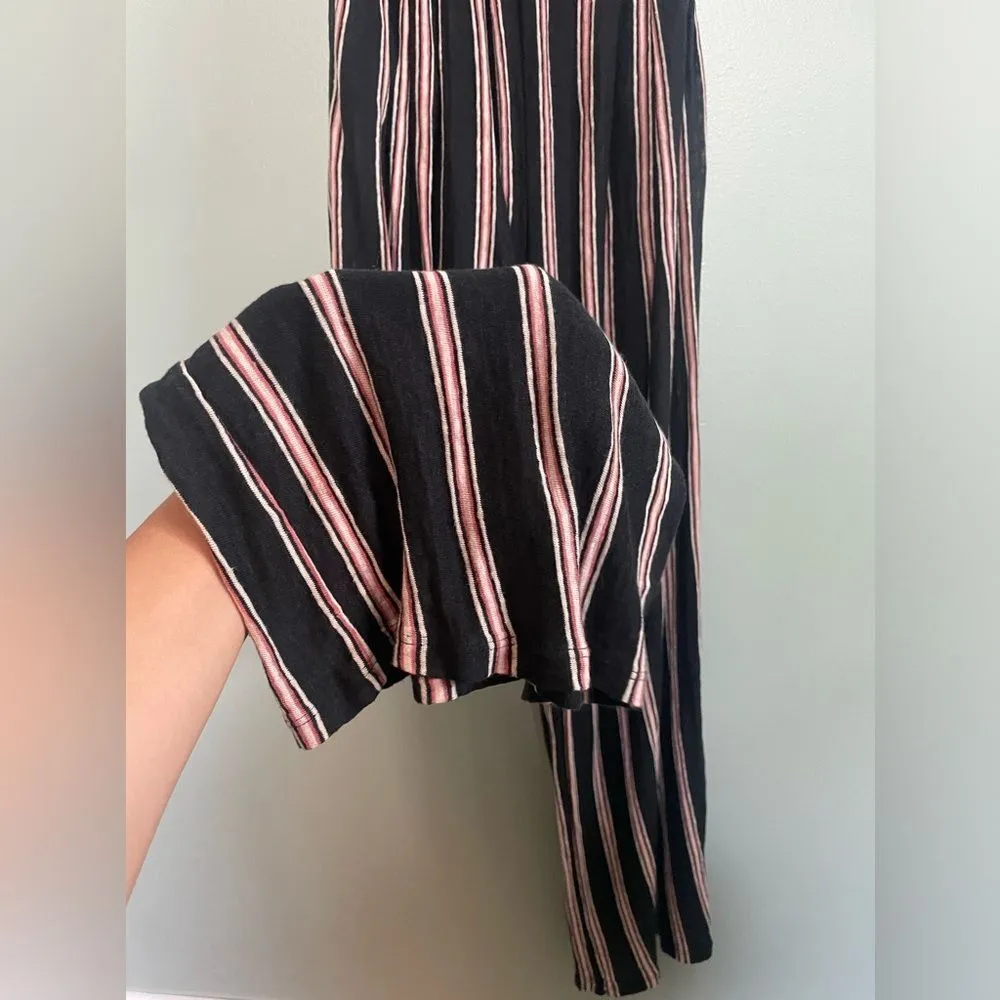 Joie Halter Black and Pink Striped Wide leg Cropped Jumpsuit SZ XXS - Image 5