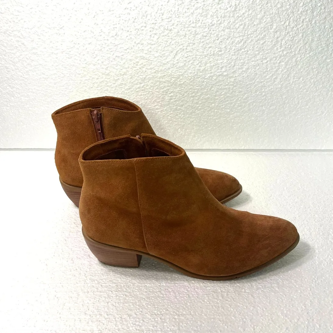 ABLE Chalsea Almond Toe Suede Ankle Western Booties Women's sz. 8 in Cognac Brown - Image 3