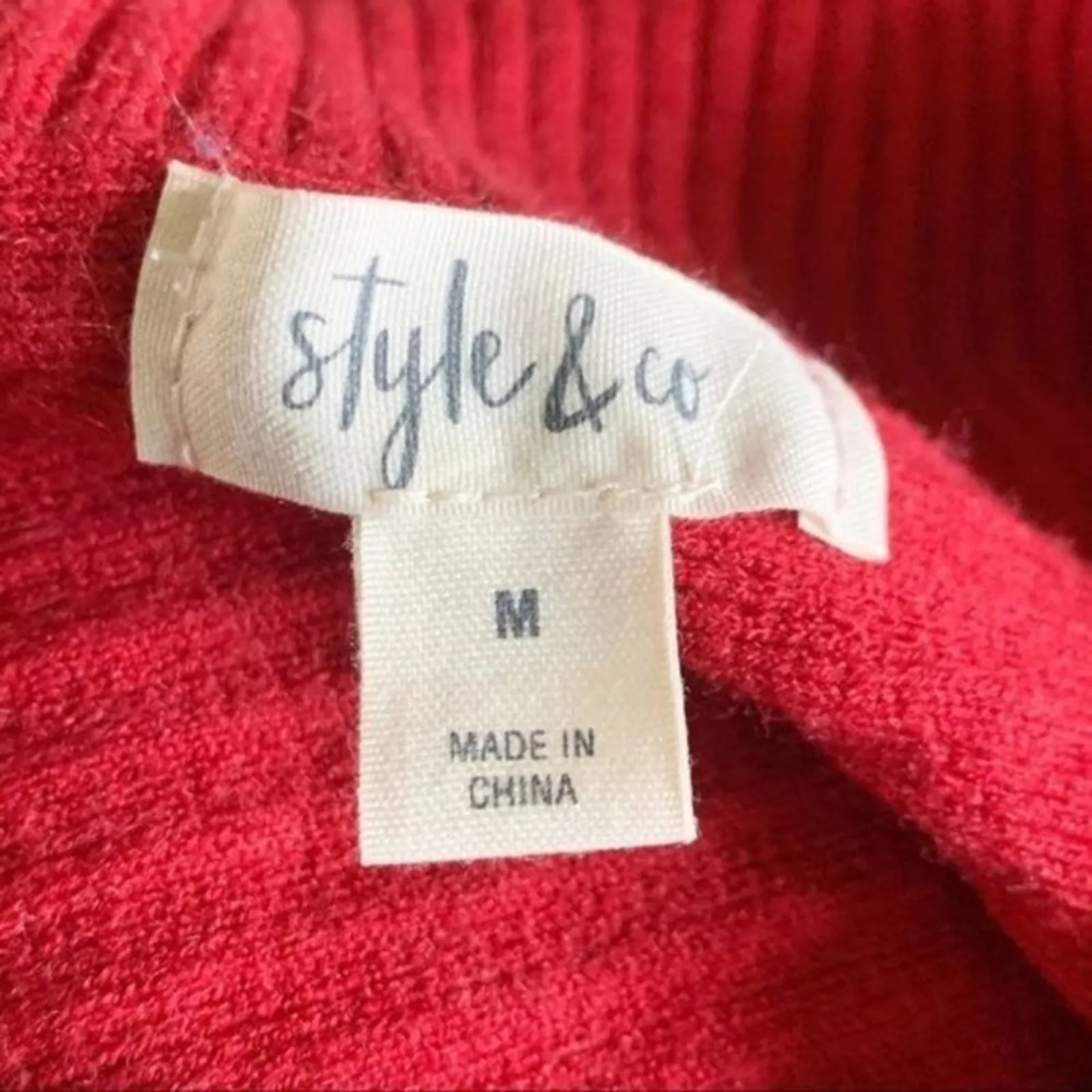 Style & Co Red Ribbed Knit Sweater Size M - Image 3