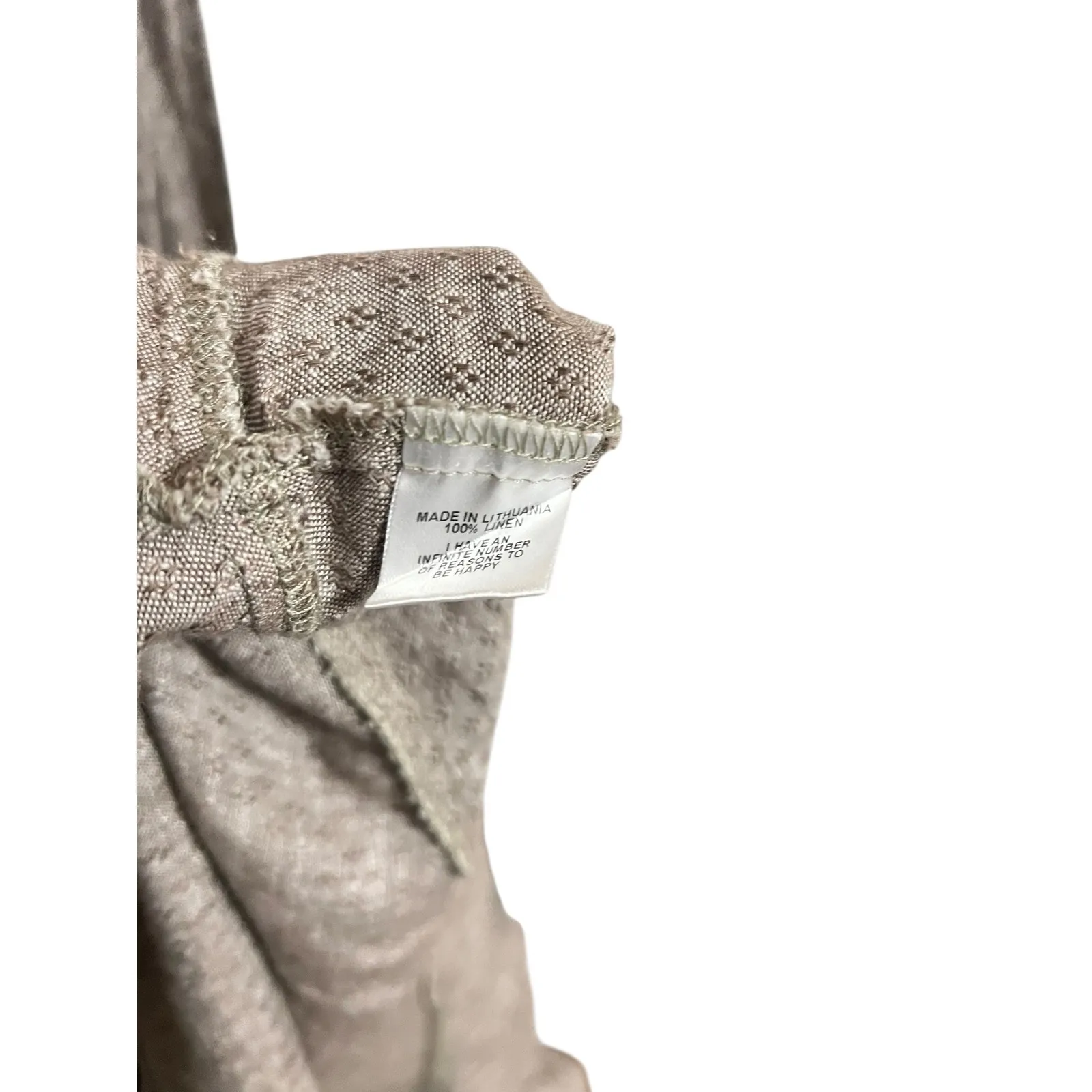 FLAX Linen Dress Womens L Lagenlook Capsule Minimalist Sleeveless Taupe - Image 5