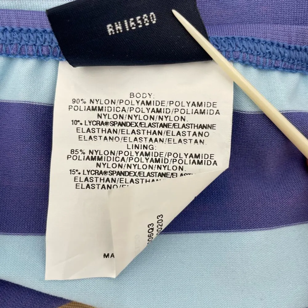 Ralph Lauren Sport Blue Aqua Y2K Wide Stripe Bikini Bottoms Coastal Pool Size 10 - Image 8