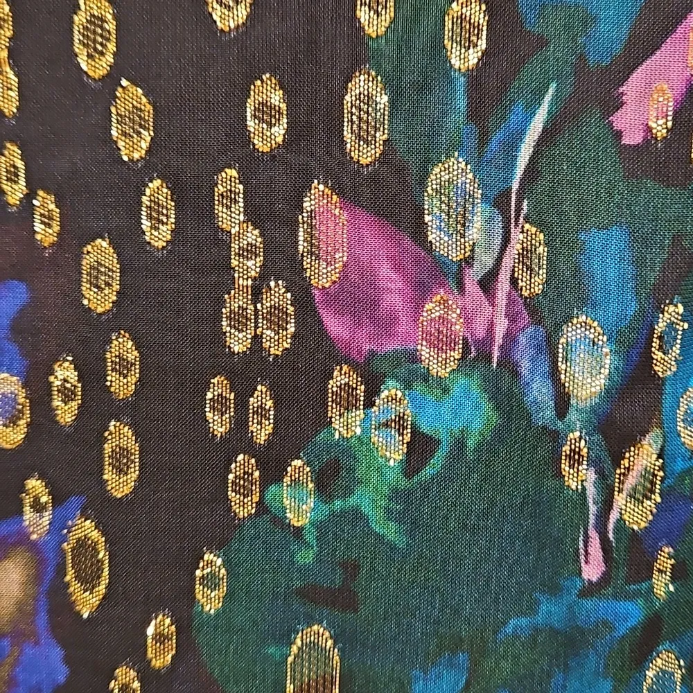 💕SHOSHANNA MIDNIGHT💕 Sleeveless V-Neck Chiffon Maxi Dress ~ Lotus Print 8 - Image 6