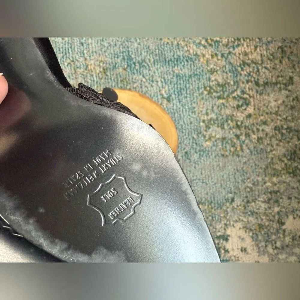 Vintage Y2K NOS Stuart Weitzman black lace slingback kitten heels, size 6.5M - Image 9