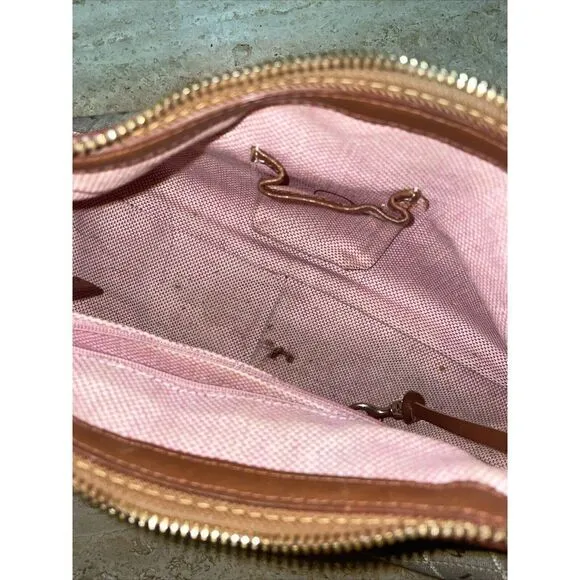 Vintage Dooney Bourke Brown Signature‎ Canvas Leather Bucket Satchel Handbag - Image 7