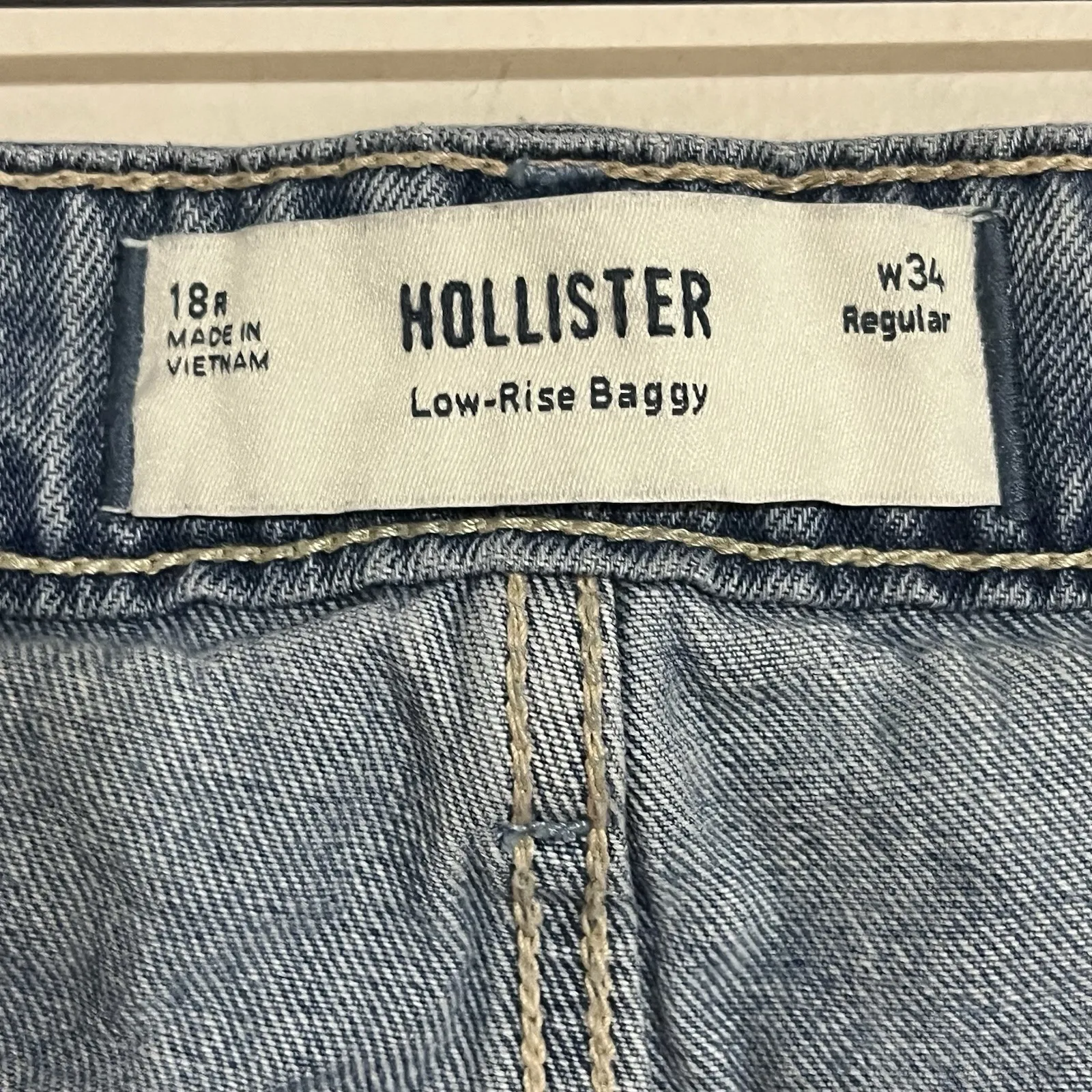 Hollister Low Rise Baggy Wide Leg Jeans Light Wash Size 18 W34 Hip Hop Skater - Image 5