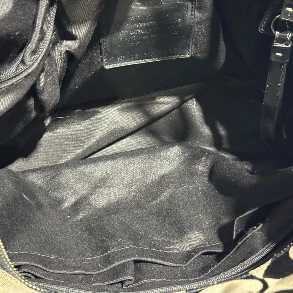 COACH F19202 Signature Stripe Lurex Large Diaper Baby Tote Bag Purse Black Trim - Image 15