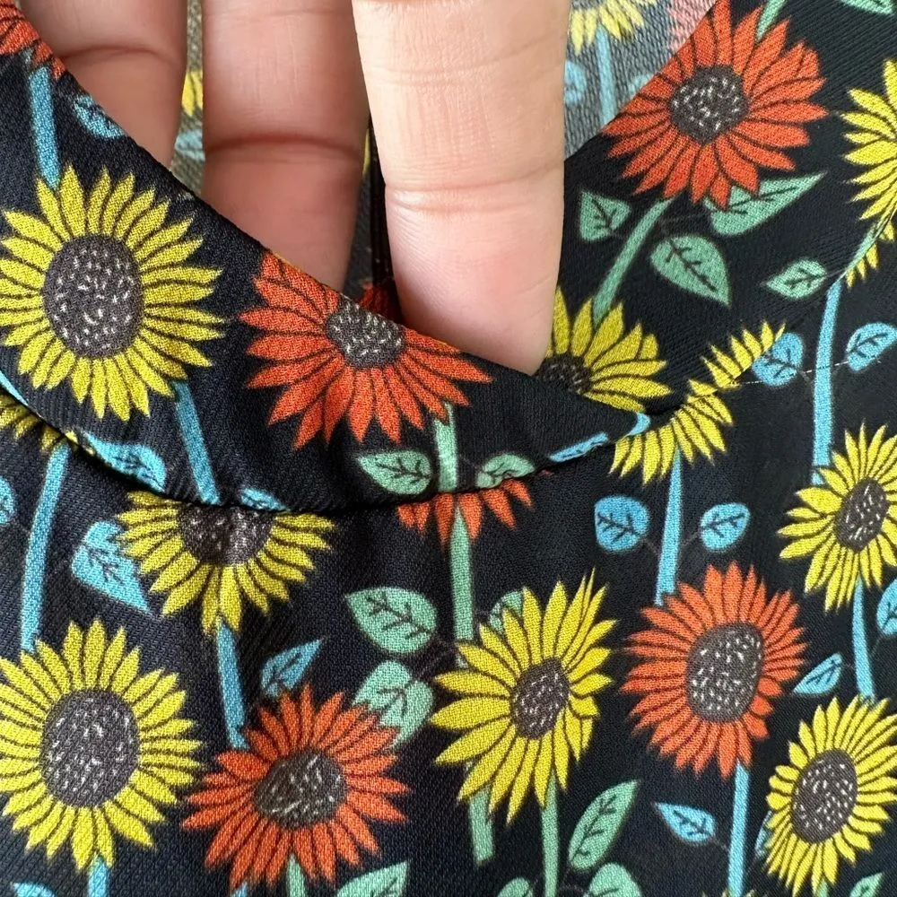 Brave Soul London Sunflower Floral High Neck Faux Wrap Blouse Fall Season M - Image 6