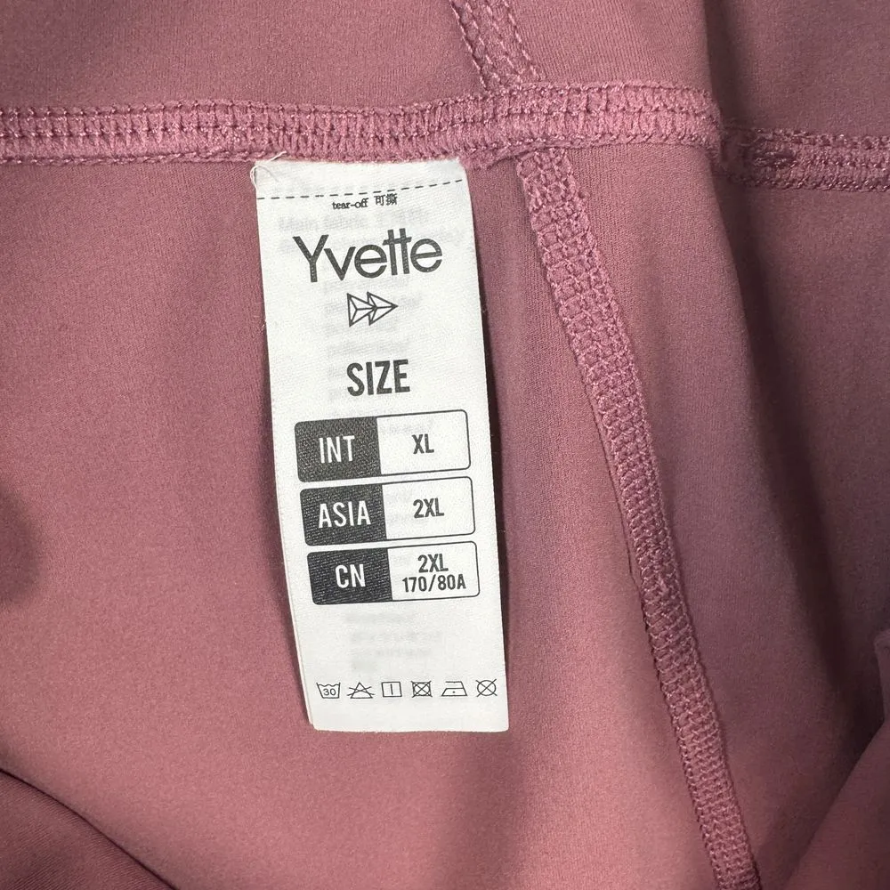 Yvette High Waist Leggings Workout Yoga Pants Pockets‎ XL Mauve Purple - Image 3